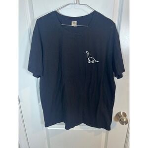 YesStyle Mens T-Shirt Embroidered Dinosaur Black XXL‎